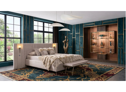 Bett Bank Schlafzimmer Stil modern beige bequem komfortabel
