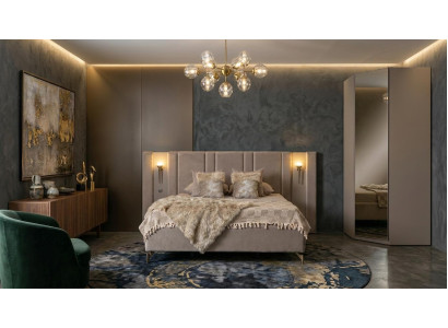 Bett Eckschrank Schlafzimmer Stil modern beige weich bequem