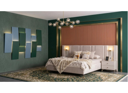 Bett 2x Nachttische Schlafzimmer Stil modern beige bequem komfortabel