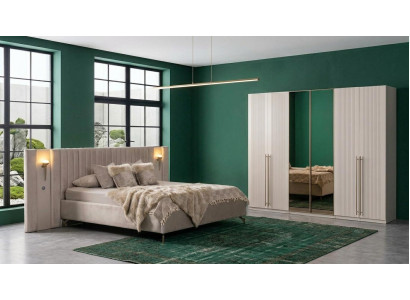Bett Garderobenschrank Schlafzimmer Stil modern beige bequem