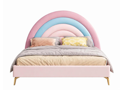 Buntes Kinderbett Leder Jugendbett für Mädchen Kindermöbel