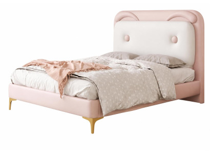 Rosa Kinderbett  Jugendbett Leder für Mädchen hochwertige Möbel