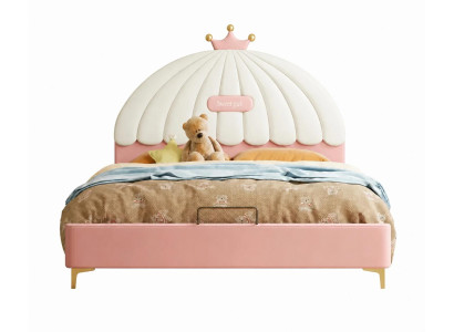 Rosa Kinderbett Leder für Mädchen Prinzessin Kutsche Kindermöbel