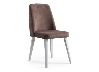 Stuhl Braun Bequem Weich Stoff Metall Modern Stil Komfortabel