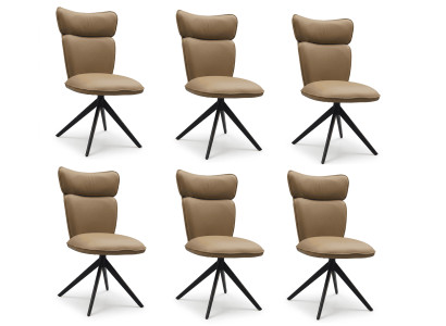 Urban Chic Drehbarer Esszimmerstühle 6x Set Beige Kunstleder Flexibler
