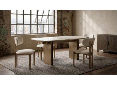 Esszimmer Set Esstisch 4х Stühle Modern Beige Elegant Vielseitig Edel