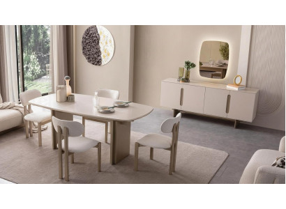 Esszimmer Set Esstisch 4х Stühle Sideboard Spiegel Modern Funktional