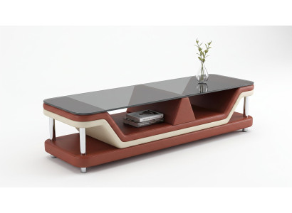 Modern TV-Möbel Braun Beige Luxus Lowboard LED Hochglanz Design Couch
