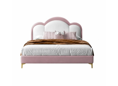 Rosa Kinderbett Jugendbett aus Leder groß für Mädchen Kindermöbel