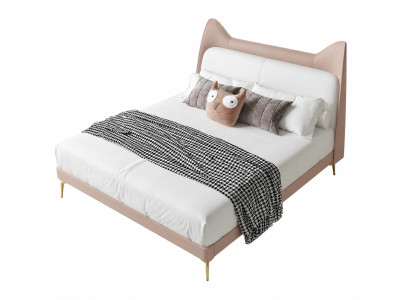 Beiges modernes Kinderbett Jugendbett Leder für Mädchen Kindermöbel