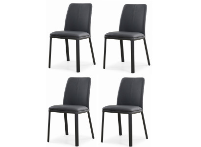 Stilvoller Esszimmerstühle 4er Set Schwarz Kunstleder Ästhetische Edle