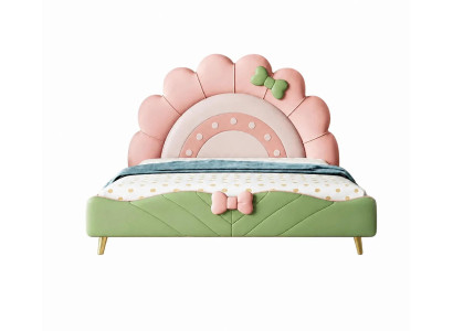 Buntes Kinderbett aus Leder Prinzessinnen-Bett für Mädchen Kindermöbel