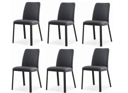 Klassischer Esszimmerstühle 6er Set Schwarz Kunstleder Ziernaht Design