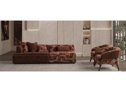 3-Sitzer Sofa 2x Sessel Braun Wohnzimmer Stil Modern komfortabel