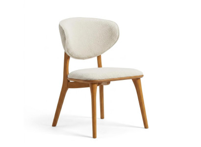 Stuhl Esszimmerstuhl Modern Beige Edel Luxus Design Boucle Holzstuhl