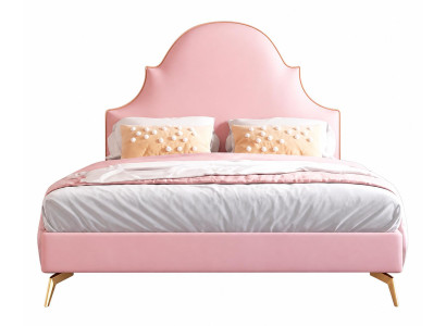Rosa Kinderbett aus Leder Jugendbett  modern für Mädchen Kindermöbel