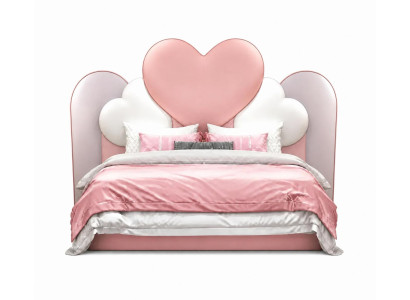 Rosa Kinderbett Herz Jugendbett Leder für Mädchen Kindermöbel