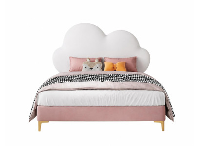 Weiß-rosa Kinderbett Wolke für Mädchen Jugendbett Leder Kindermöbel