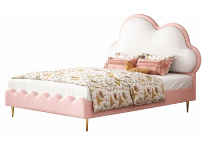 Weiß-rosa Kinderbett Jugendbett Leder Wolke für Mädchen Kindermöbel