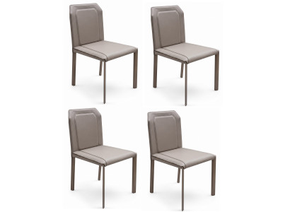 Moderner Esszimmerstühle 4er Set Taupe Sattelleder Küchenstühle Design