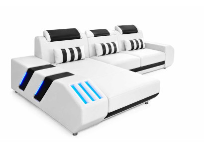 Stilvolles Ecksofa L-Form mit LED Beleuchtung Premium Polstersofa Wohnzimmer