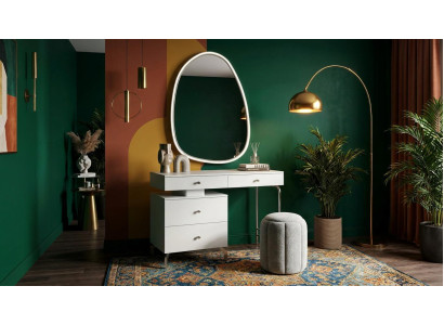 Schminktisch Spiegel Pouf Schlafzimmer Stil modern weiß rechteckig bequem