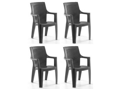 Kunststoff 4x Stuhle Garten Armlehnen Schwarz Braun Anthrazit Cappuccino