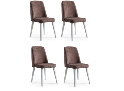 Stuhl-Set 4x Stühle Modern Stoff Komfortabel Braun Weich Bequem