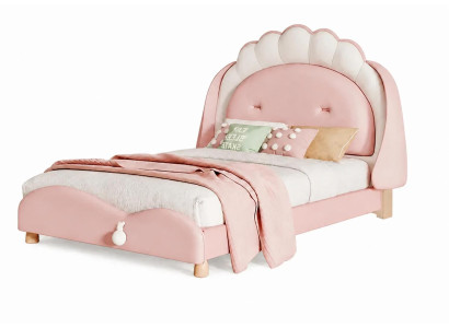Rosa Leder Kinderbett Jugendbett für Mädchen Kindermöbel