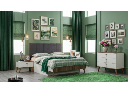 Schlafzimmer-Set Bett Kopfteil Kommode 2x Nachttische