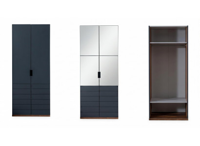 Stilvoller Kleiderschrank Anthrazit Blau Schrank Loft mit Schubladen
