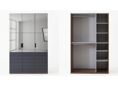 Stilvoller Kleiderschrank 3-türig Anthrazit Schrank Loft Modern bequem
