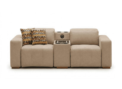 Elegante Beige Wohnzimmer Stoffcouch Designer Polstersofa 2-Sitzer