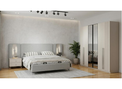 Bett Nachttische Garderobenschrank Schlafzimmer modern grau bequem