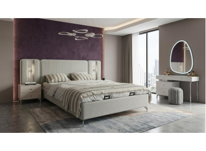 Bett Nachttische Schminktisch Spiegel Pouf Stil modern grau komfortabel