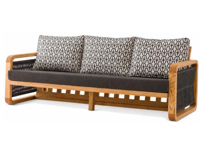 Gartensofa 3-Sitzer Modern Schwarz Kissen Komfort Elegant Weich