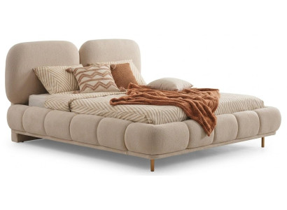 Bett 2x Nachttische Schrank Stil modern beige komfortabel Schlafzimmer