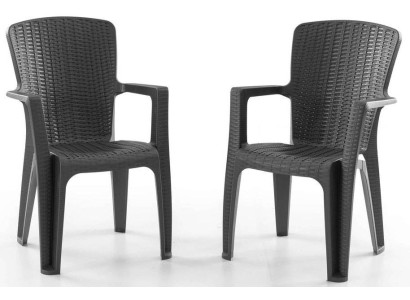 Kunststoff 2x Stuhl Hoher Rückenlehne Schwarz Braun Anthrazit Cappuccino