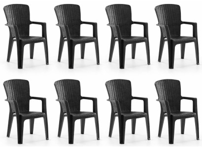 Kunststoff 8x Stuhl Hoher Rückenlehne Schwarz Braun Anthrazit Cappuccino