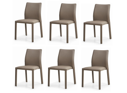 Exzellenter Esszimmerstühle 6er Set Minimalistischer Taupe Sattelleder
