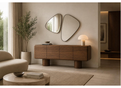 Esszimmer-Set braunem Modern Elegant Spiegel Minimalismus