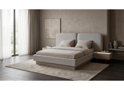 Schlafzimmer Set Bett Nachttische Modern Beige Edel Luxus Garnitur