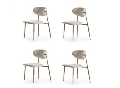 Stuhl Set Esszimmerstuehle Modern Beige Gold Edel Luxus Polsterstuhl