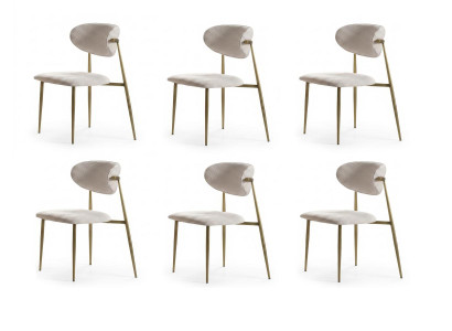 Stuhl Set Esszimmerstuehle Modern Beige Gold Edel Luxus Polsterstuh