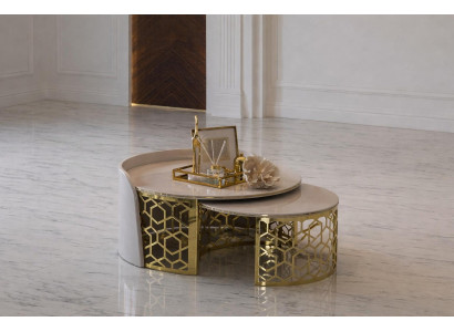 Komfort Couchtisch Set mit Gold Akzenten