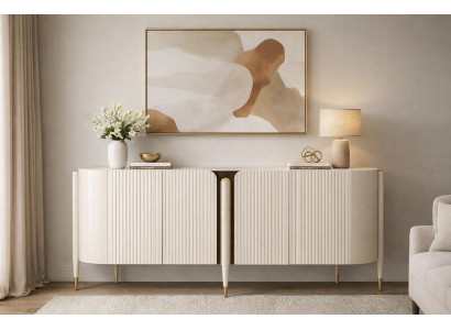 Moderne Konsole Weiss mit Gold Akzenten Stauraum
