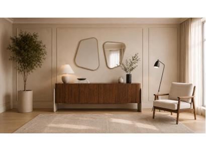 Esszimmer-Set braunem Modern Elegant Spiegel Minimalismus