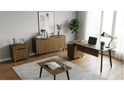 Büro Set Schreibtisch Sideboard 2 Kommoden Braun Couchtisch