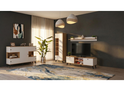 Modernes weißes TV-Set Konsole TV-Unterschrank Regal Bücherregal
