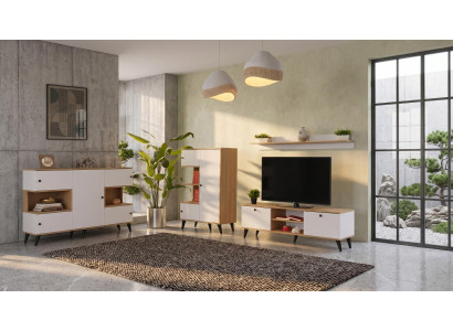 Weißes TV-Set Konsole TV-Unterschrank Regal Bücherregal Wohnzimmermöbel